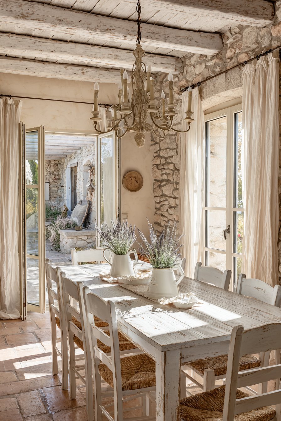 Rustic French Country White Farmhouse