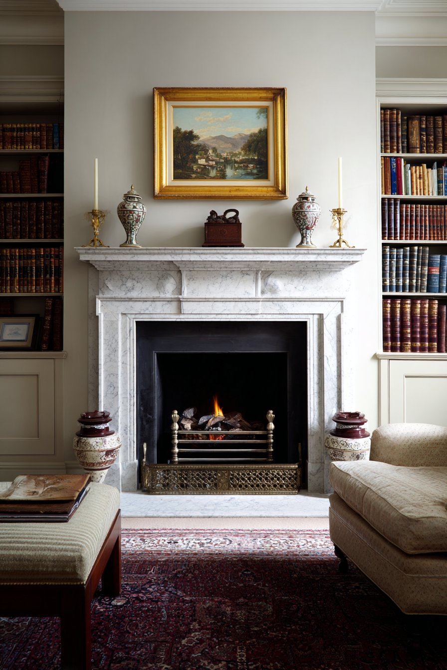 White Marble Fireplace Mantel
