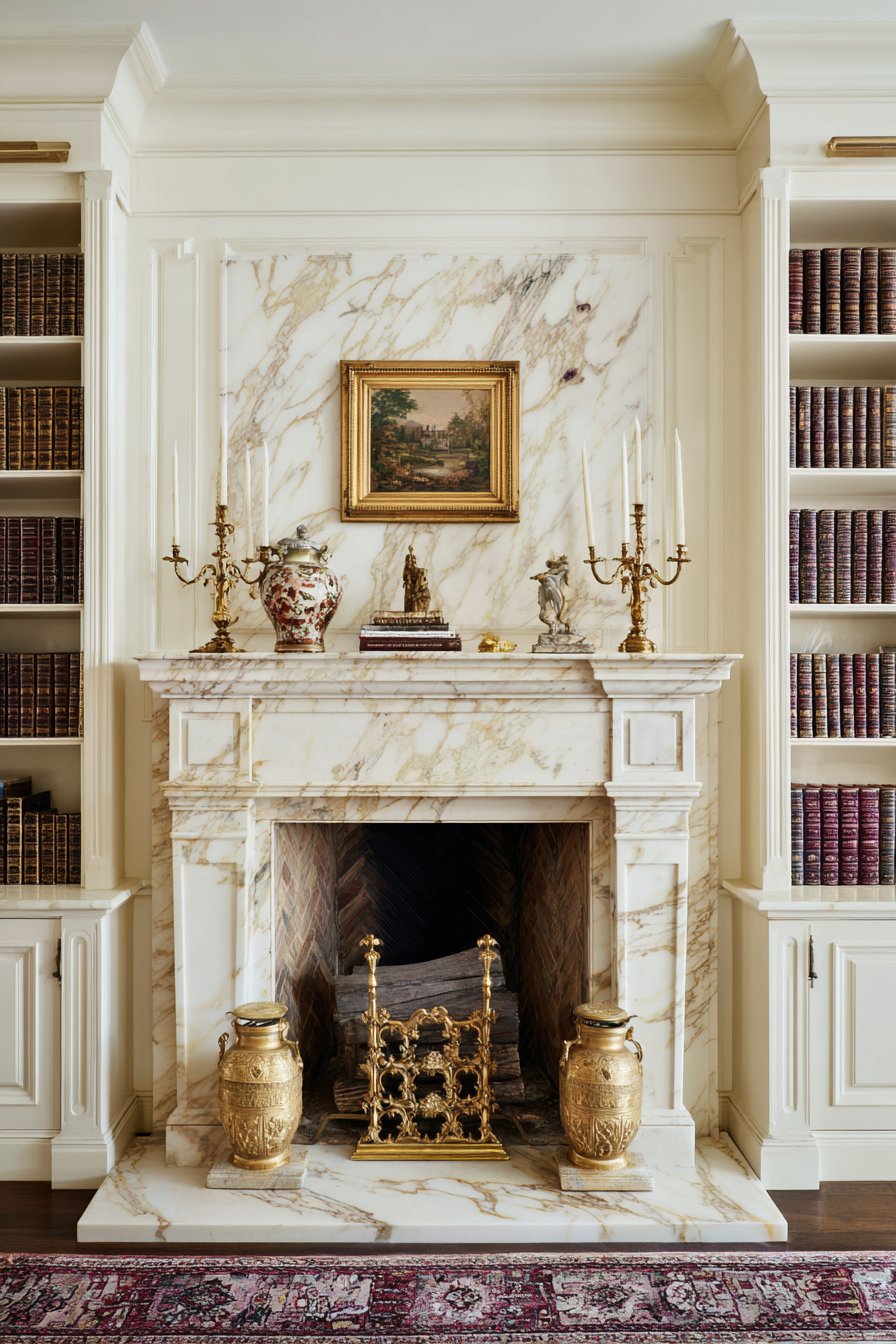 White Marble Fireplace Mantel