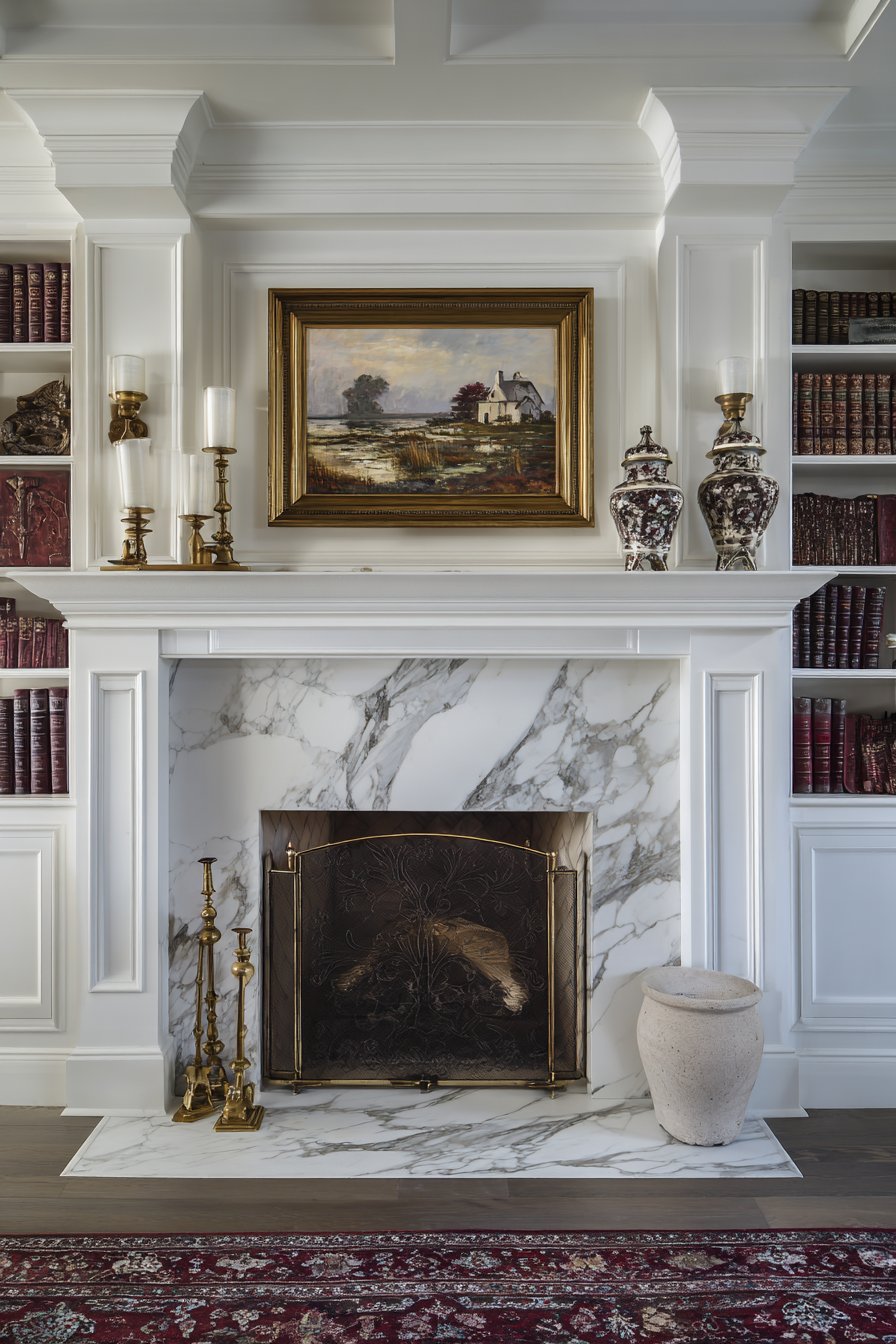 White Marble Fireplace Mantel