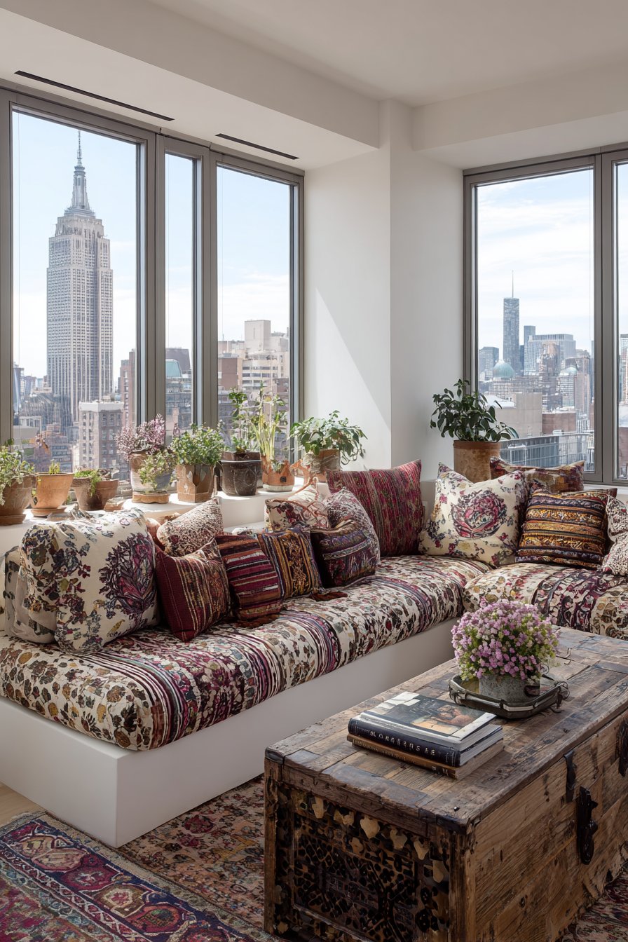 Built-In Window Seating with Indoor Garden