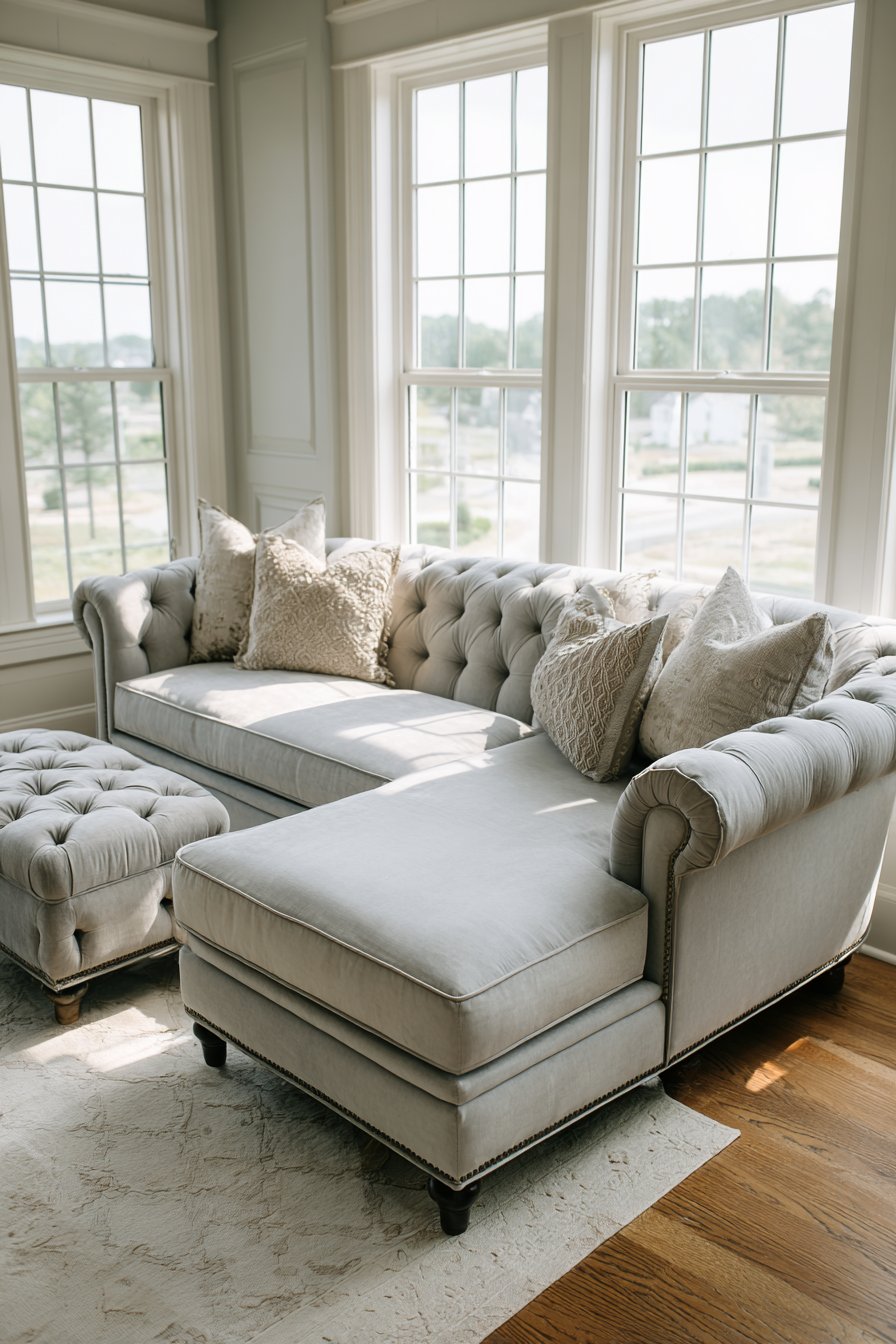 Gray Linen Sectional Configuration