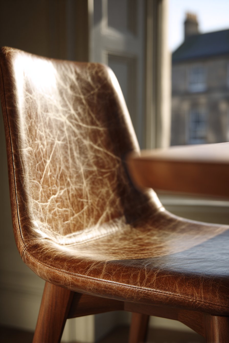 Cognac Leather with Solid Walnut Legs