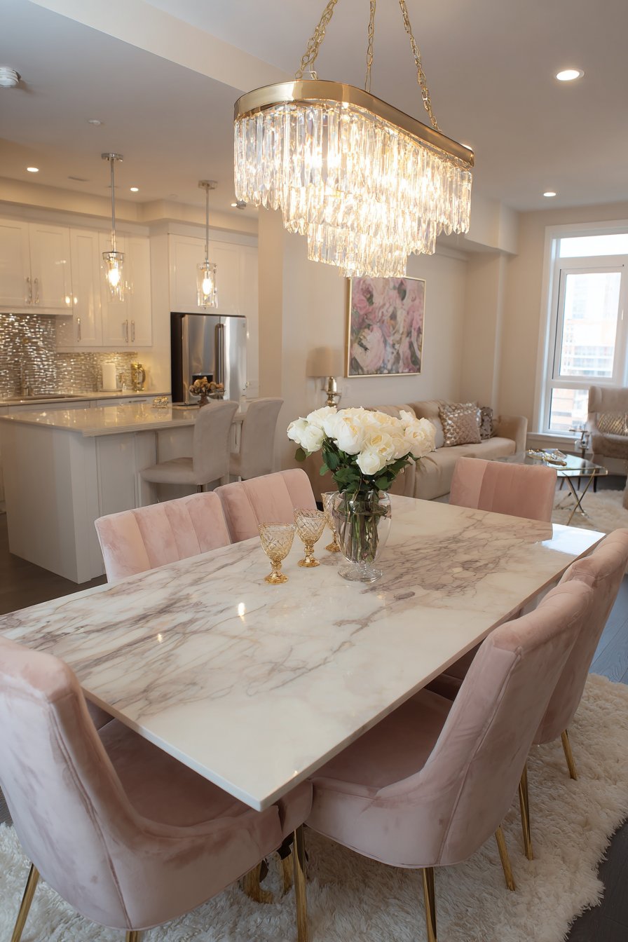 Modern Glam Marble and Velvet Luxury