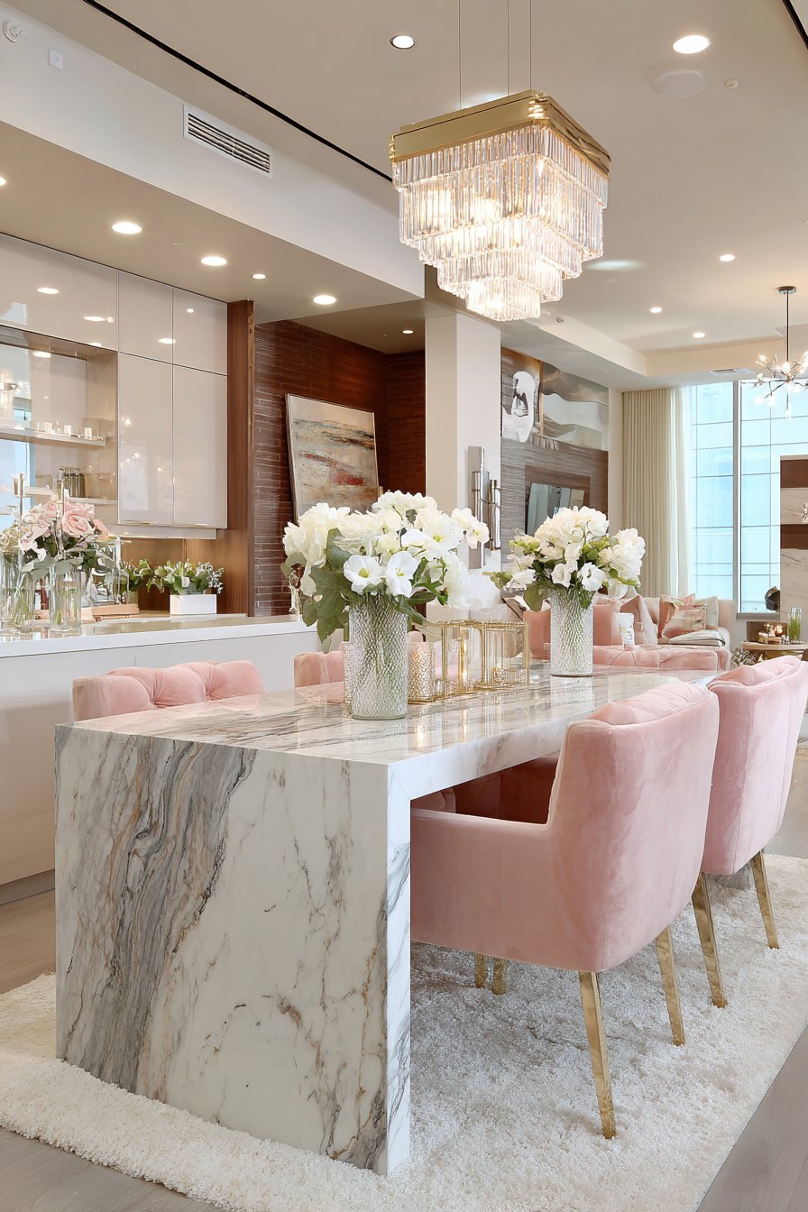 Modern Glam Marble and Velvet Luxury