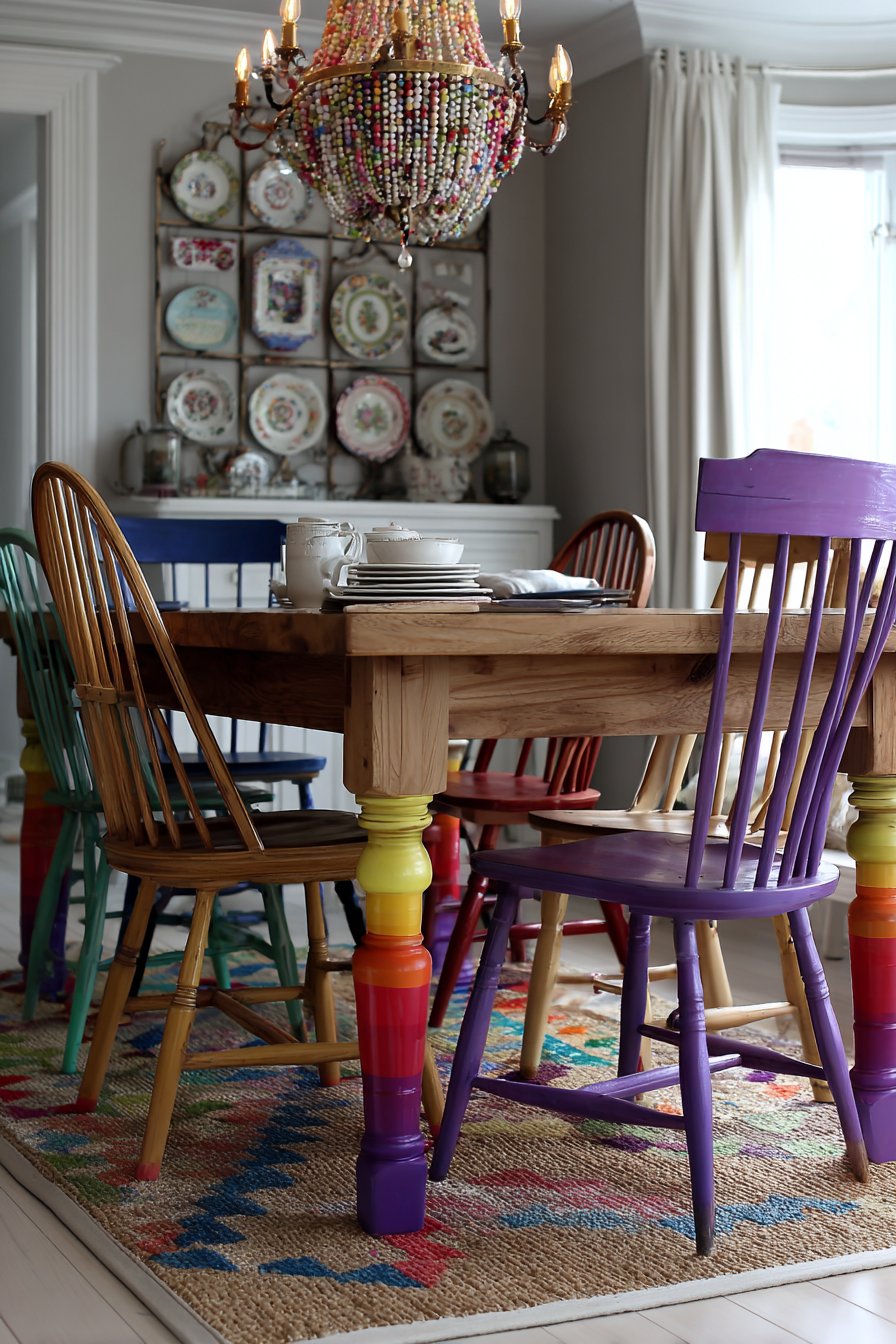 Butcher Block with Rainbow Gradient Legs
