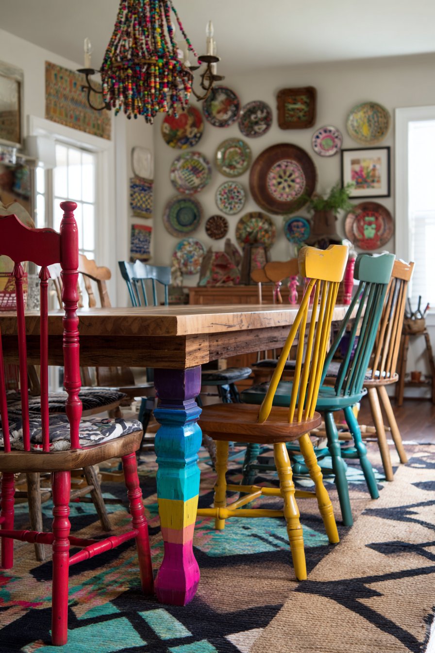 Butcher Block with Rainbow Gradient Legs