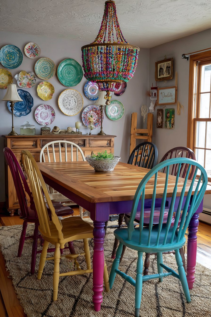Butcher Block with Rainbow Gradient Legs