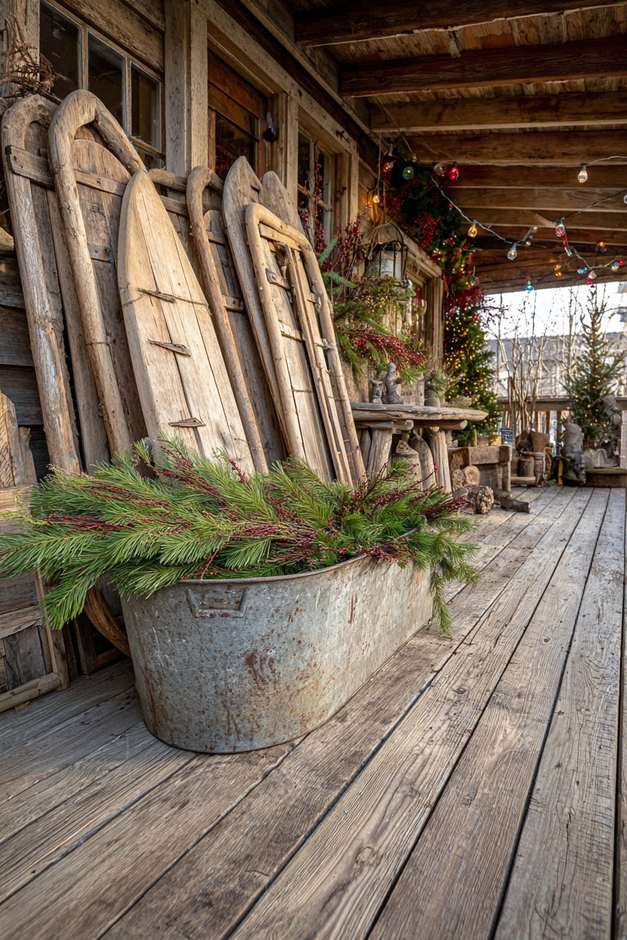 Farmhouse Vintage Sled Collection Display