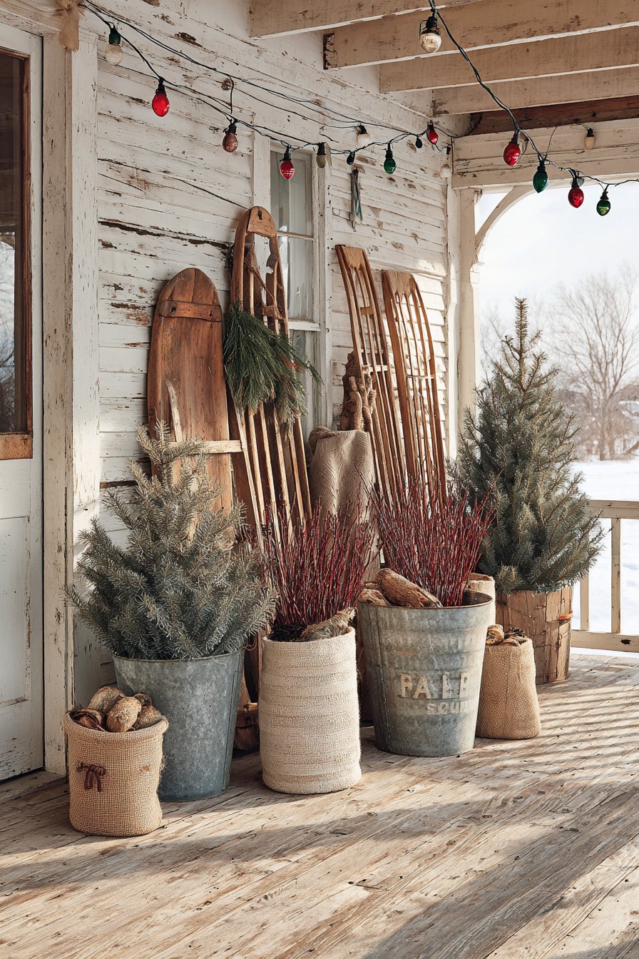 Farmhouse Vintage Sled Collection Display