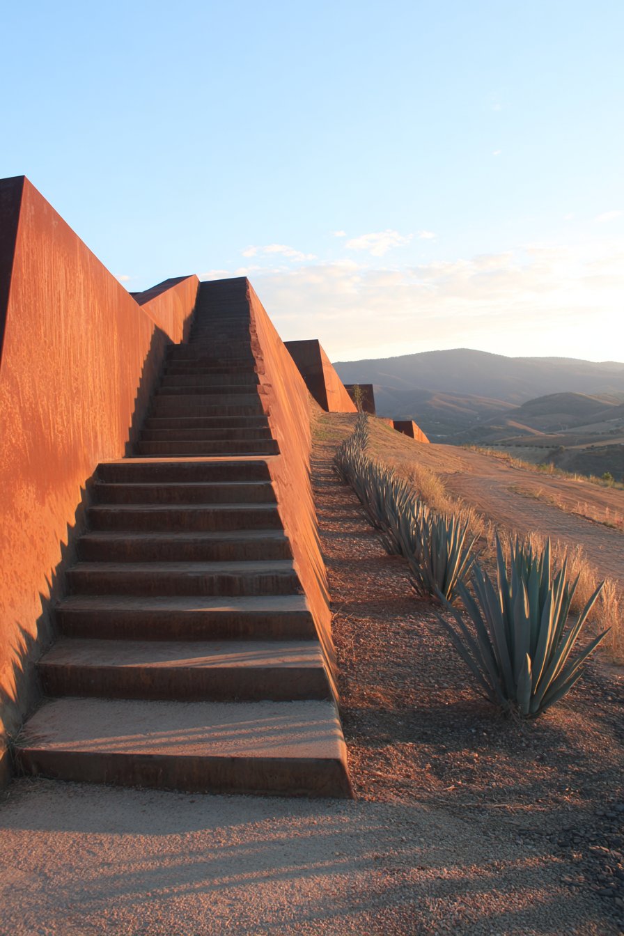 Modern Cor-Ten Steel Hillside Design