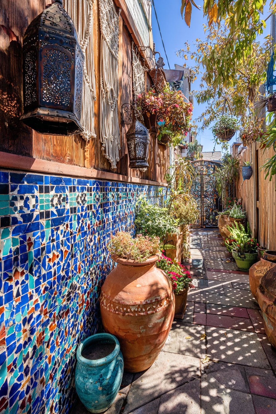 Bohemian Moroccan Mosaic with Macramé Wall Hangings