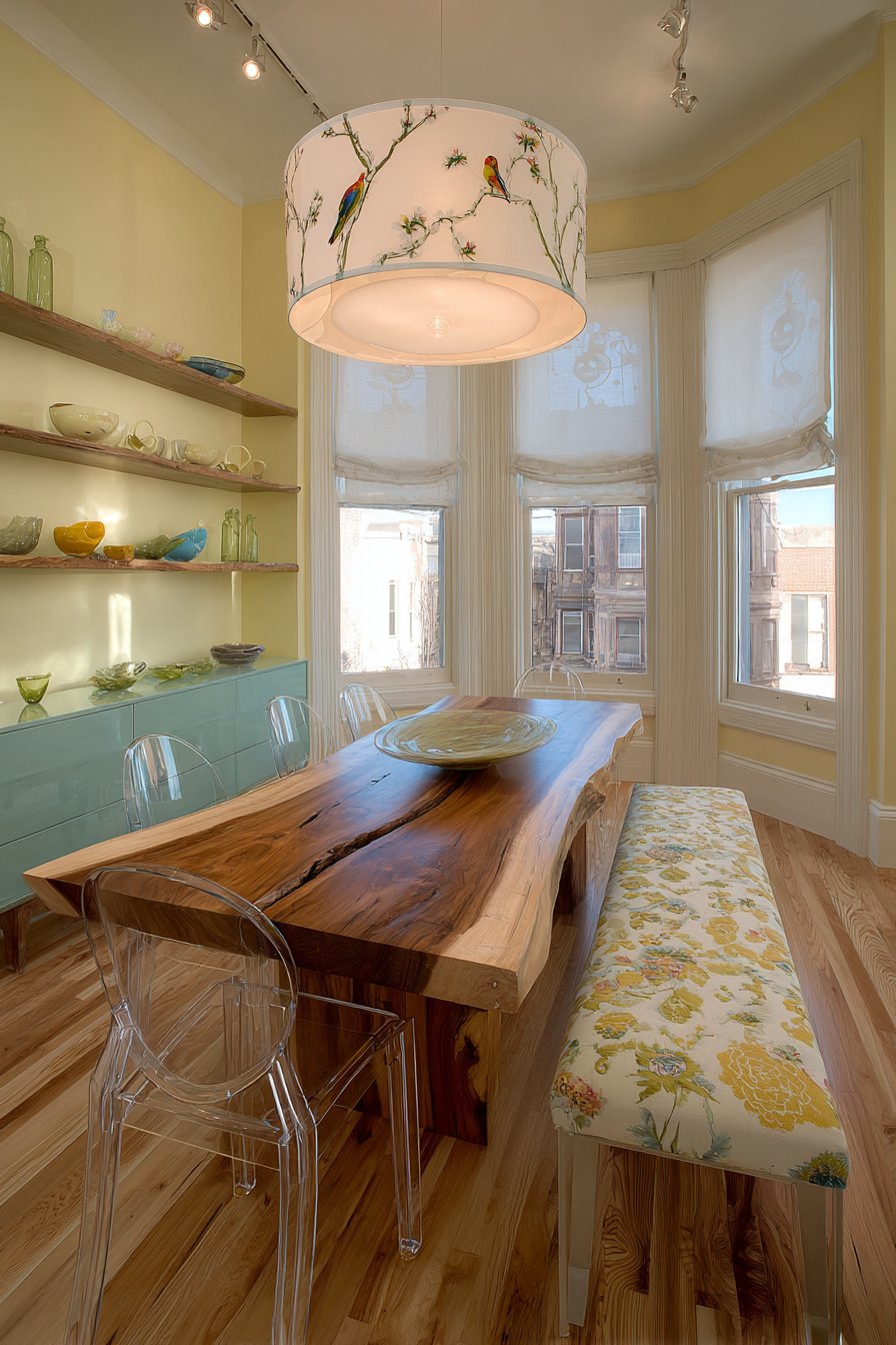 Live-Edge Walnut with Acrylic and Bold Florals