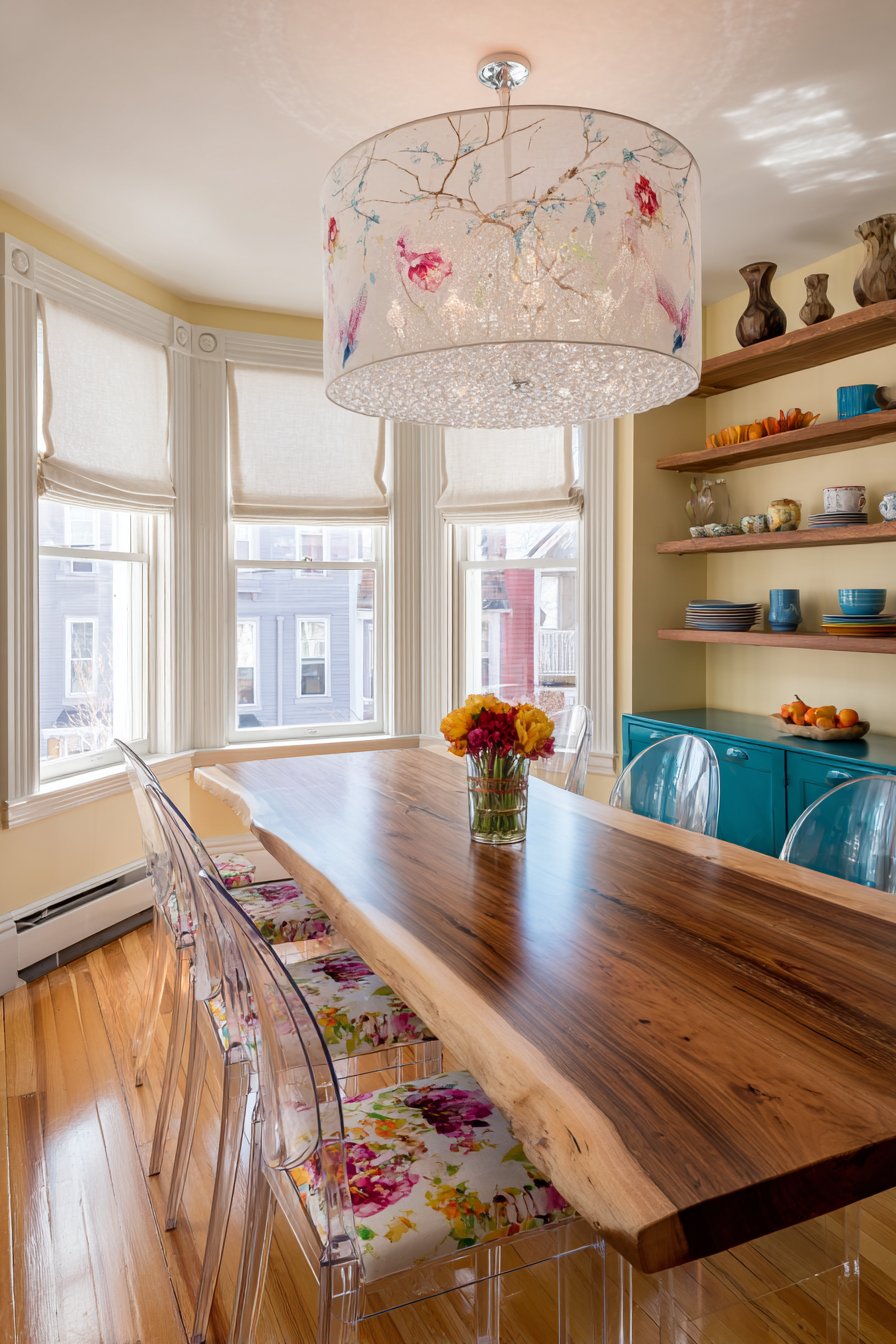 Live-Edge Walnut with Acrylic and Bold Florals