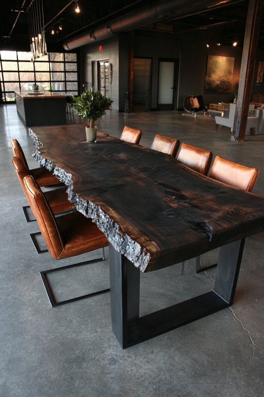 Live-Edge Black Walnut with Steel Base