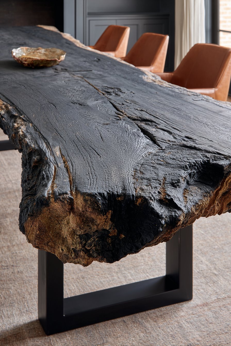 Live-Edge Black Walnut with Steel Base