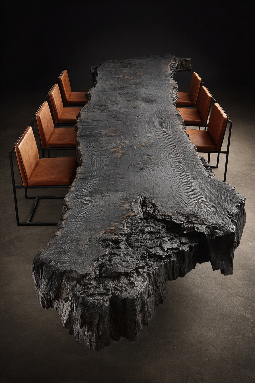 Live-Edge Black Walnut with Steel Base