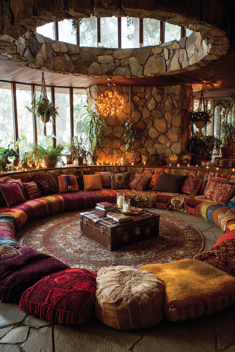 Conversation Pit with Built-In Bench Seating