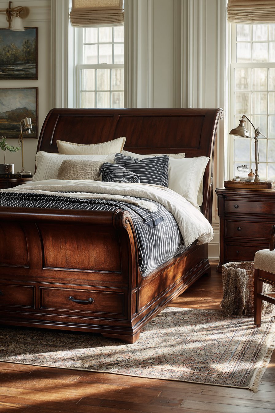 Espresso Mahogany Sleigh Bed