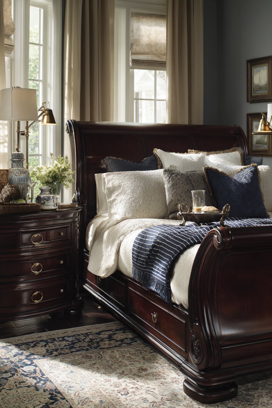 Espresso Mahogany Sleigh Bed