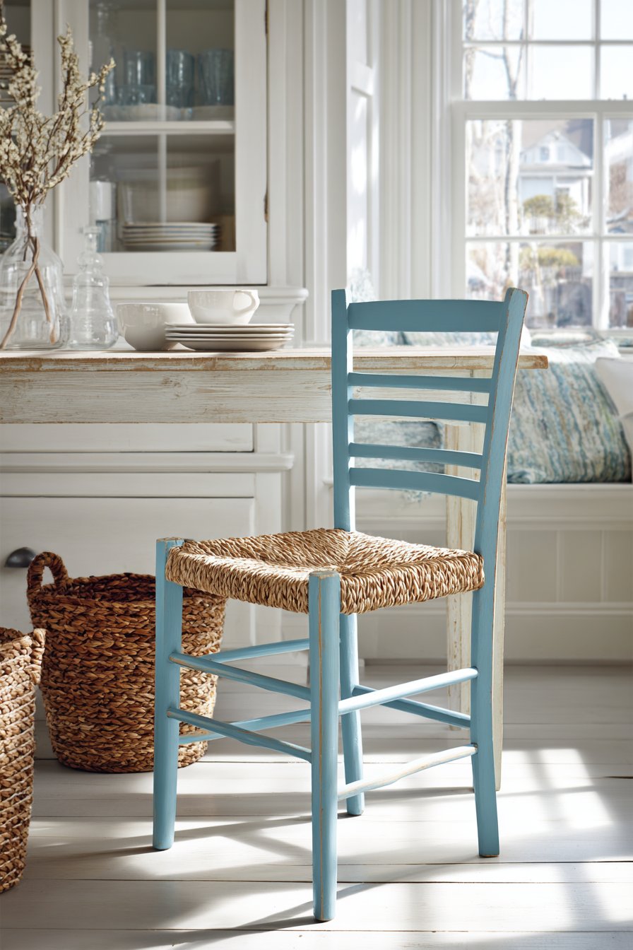 Coastal Weathered Blue with Rush Seat