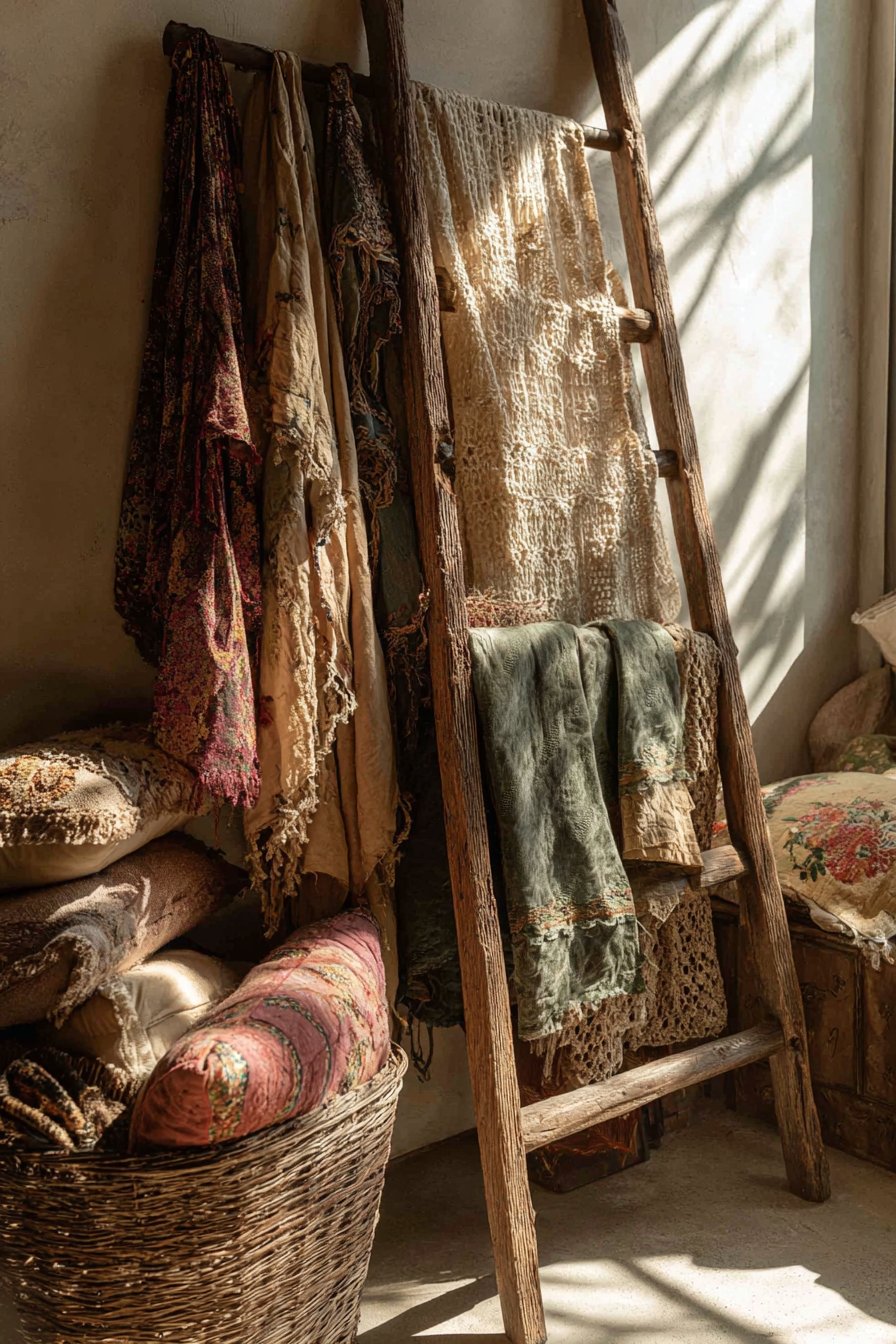 Antique Ladder Textile Display