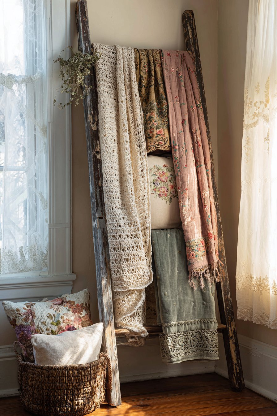 Antique Ladder Textile Display