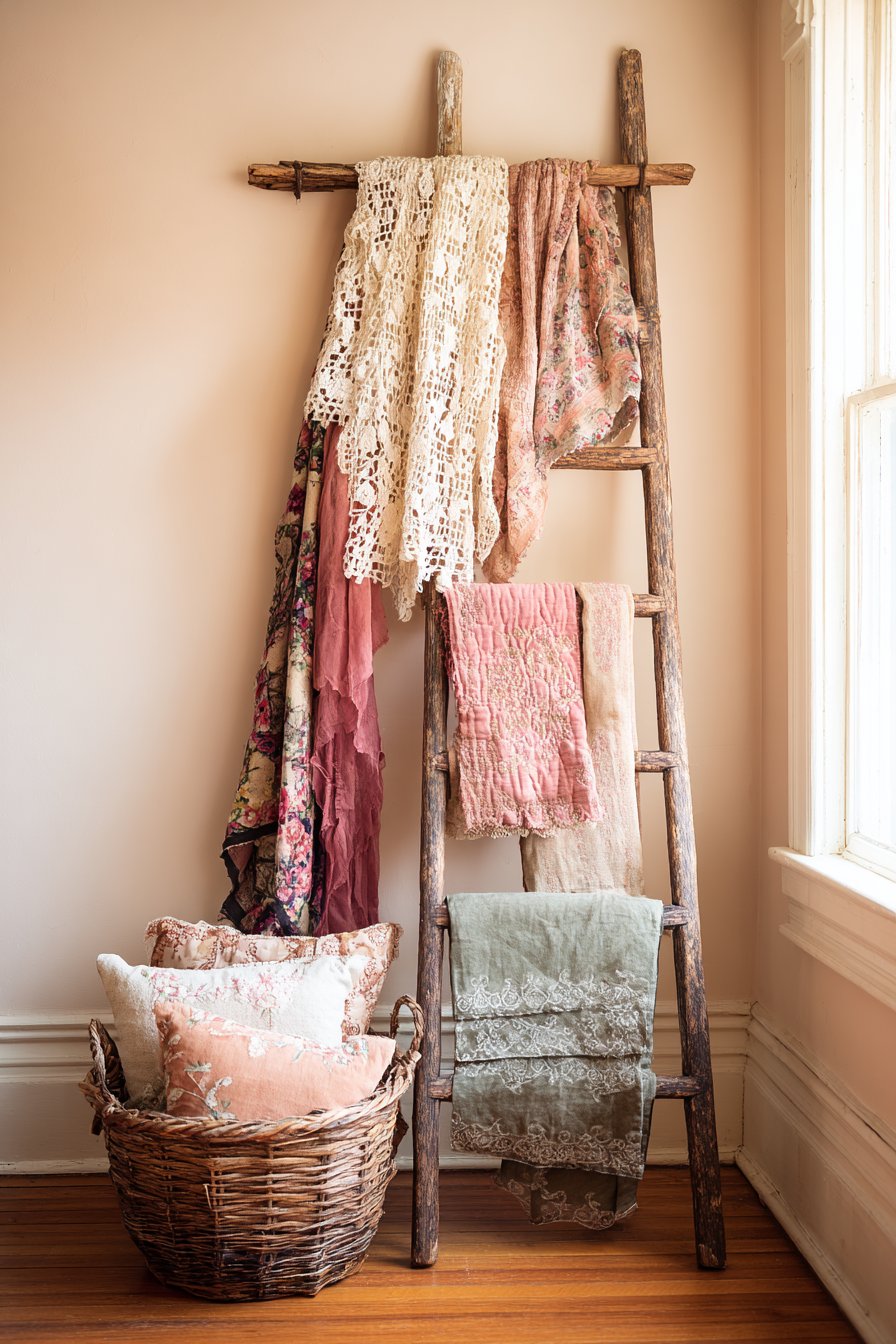 Antique Ladder Textile Display