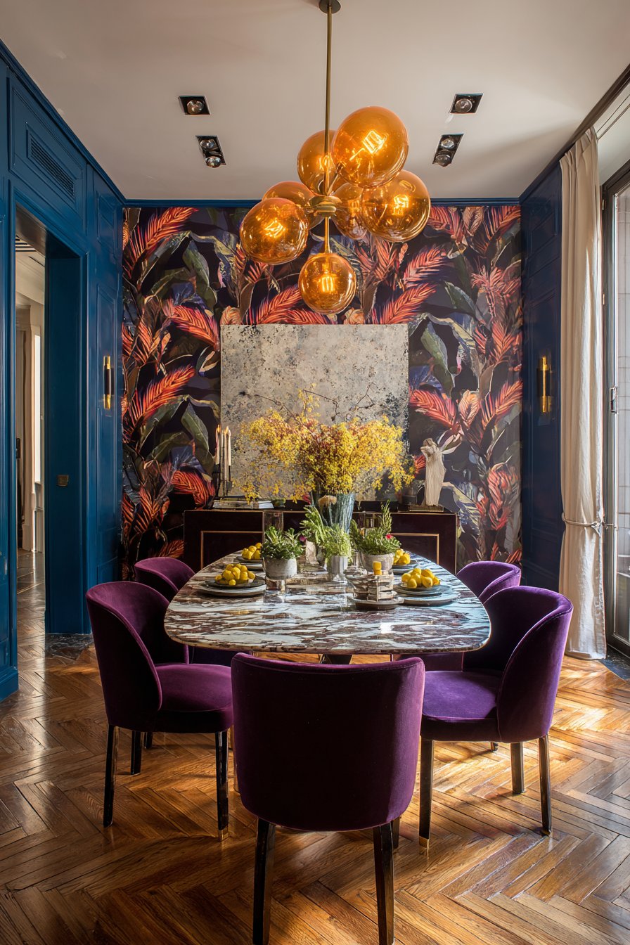 Purple Marble with Banana Leaf Wallpaper Drama