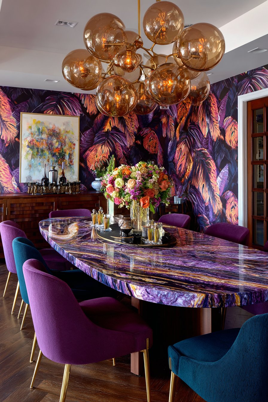 Purple Marble with Banana Leaf Wallpaper Drama
