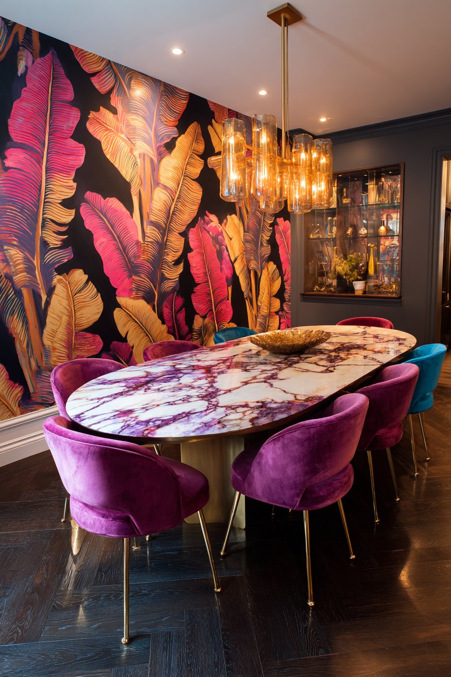 Purple Marble with Banana Leaf Wallpaper Drama