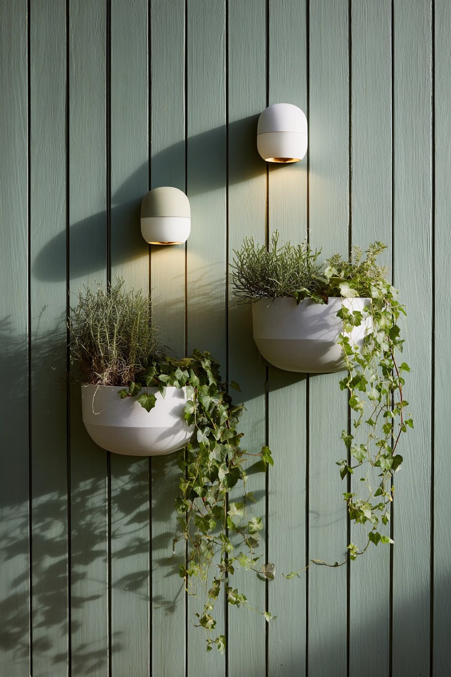 Scandinavian Sage Green Planks with Brass Accents