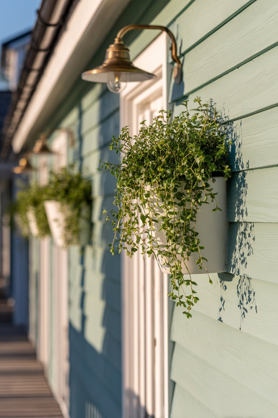 Scandinavian Sage Green Planks with Brass Accents
