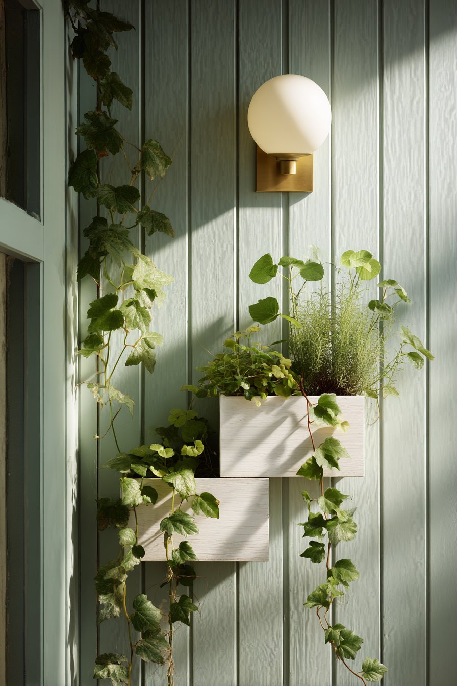 Scandinavian Sage Green Planks with Brass Accents