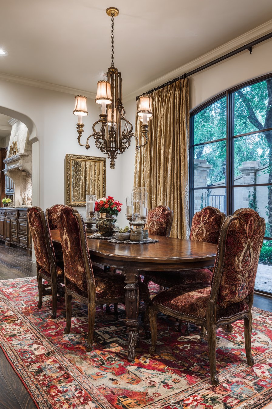 Formal Mahogany Luxury with Burgundy Velvet