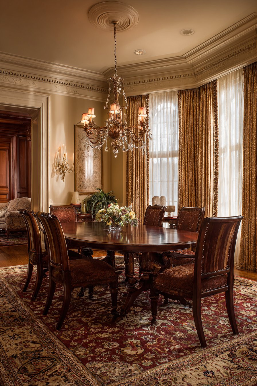 Formal Mahogany Luxury with Burgundy Velvet