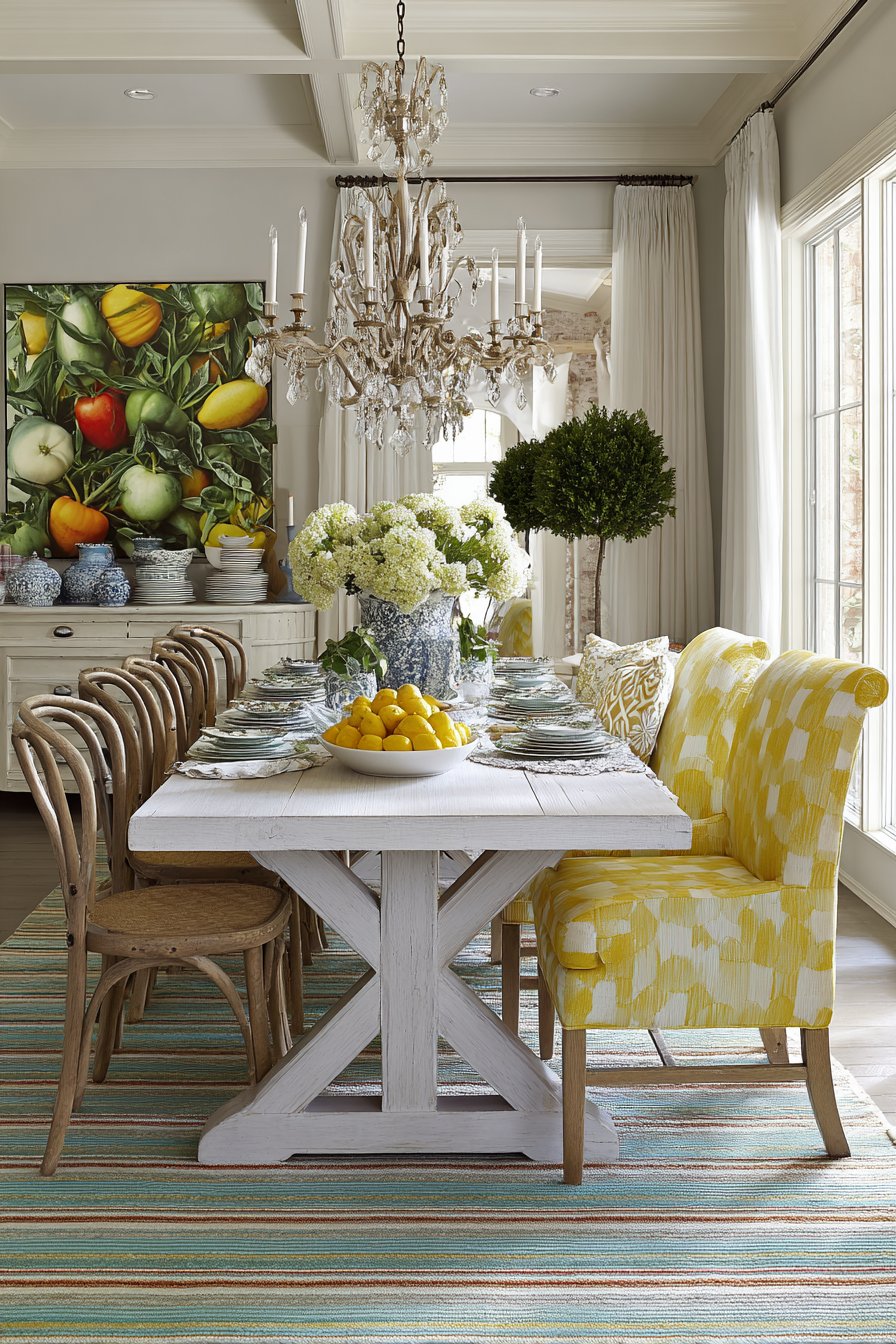 Distressed White with Cottage Garden Wallpaper