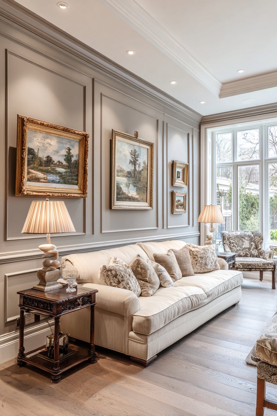 Elegant Paneled Walls in Elephant's Breath