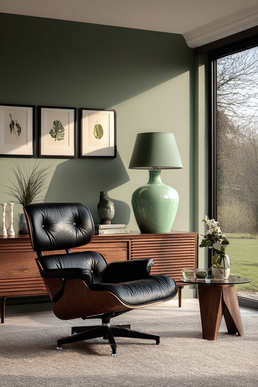 Mid-Century Modern Black Leather Eames Chair