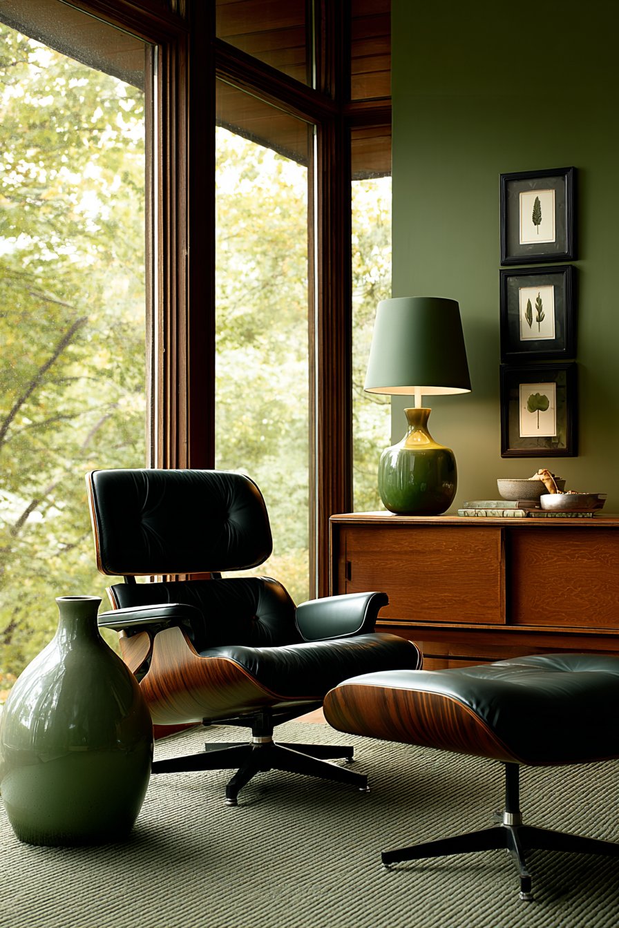 Mid-Century Modern Black Leather Eames Chair