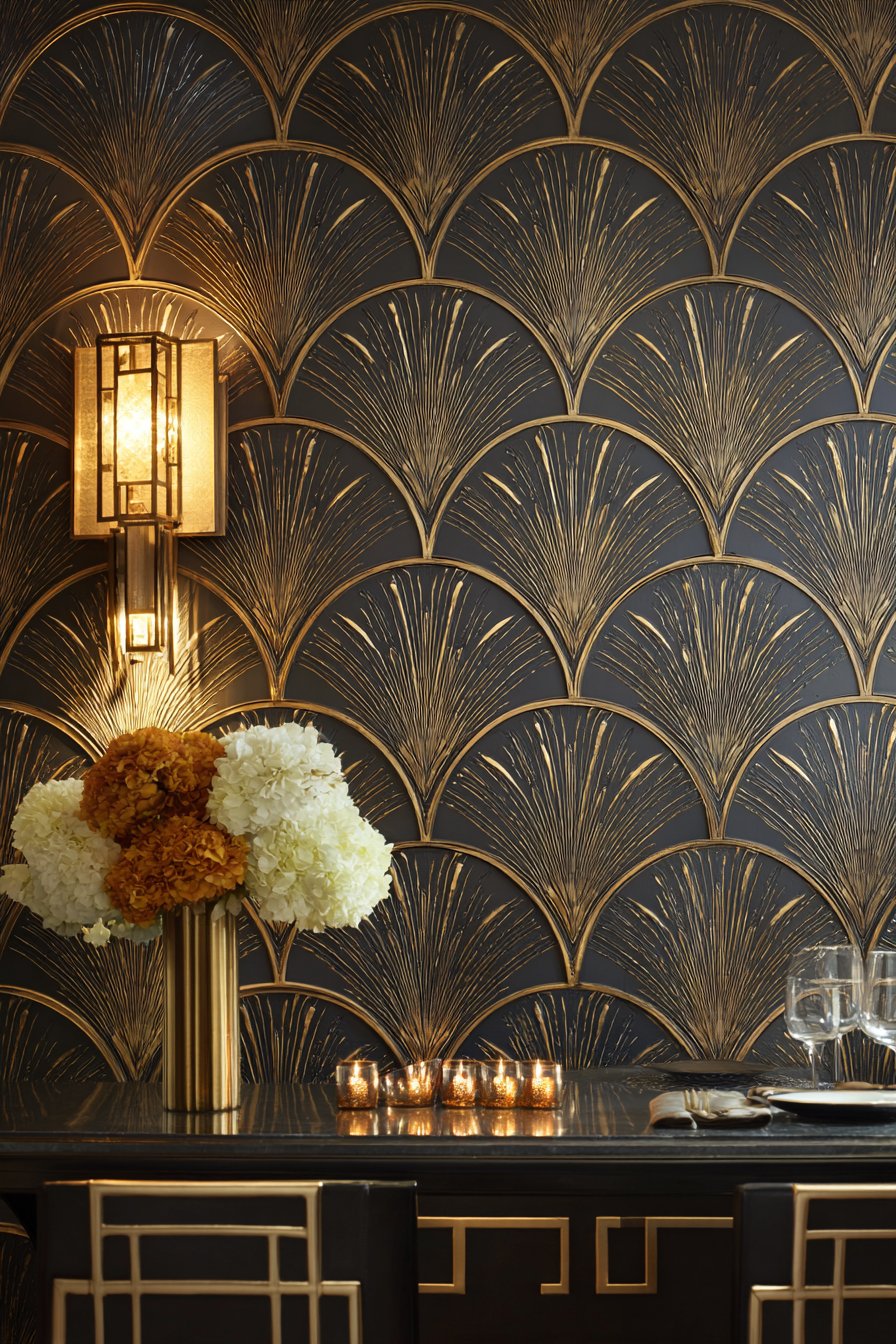 Art Deco Geometric Metal Panel