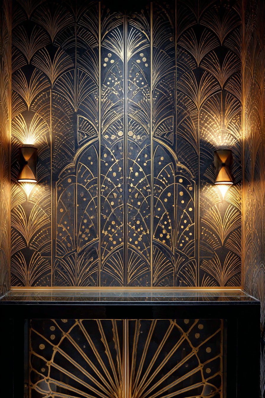 Art Deco Geometric Metal Panel