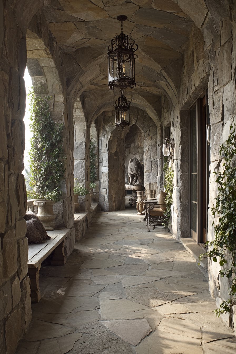 Romantic Garden Passage with Natural Stone