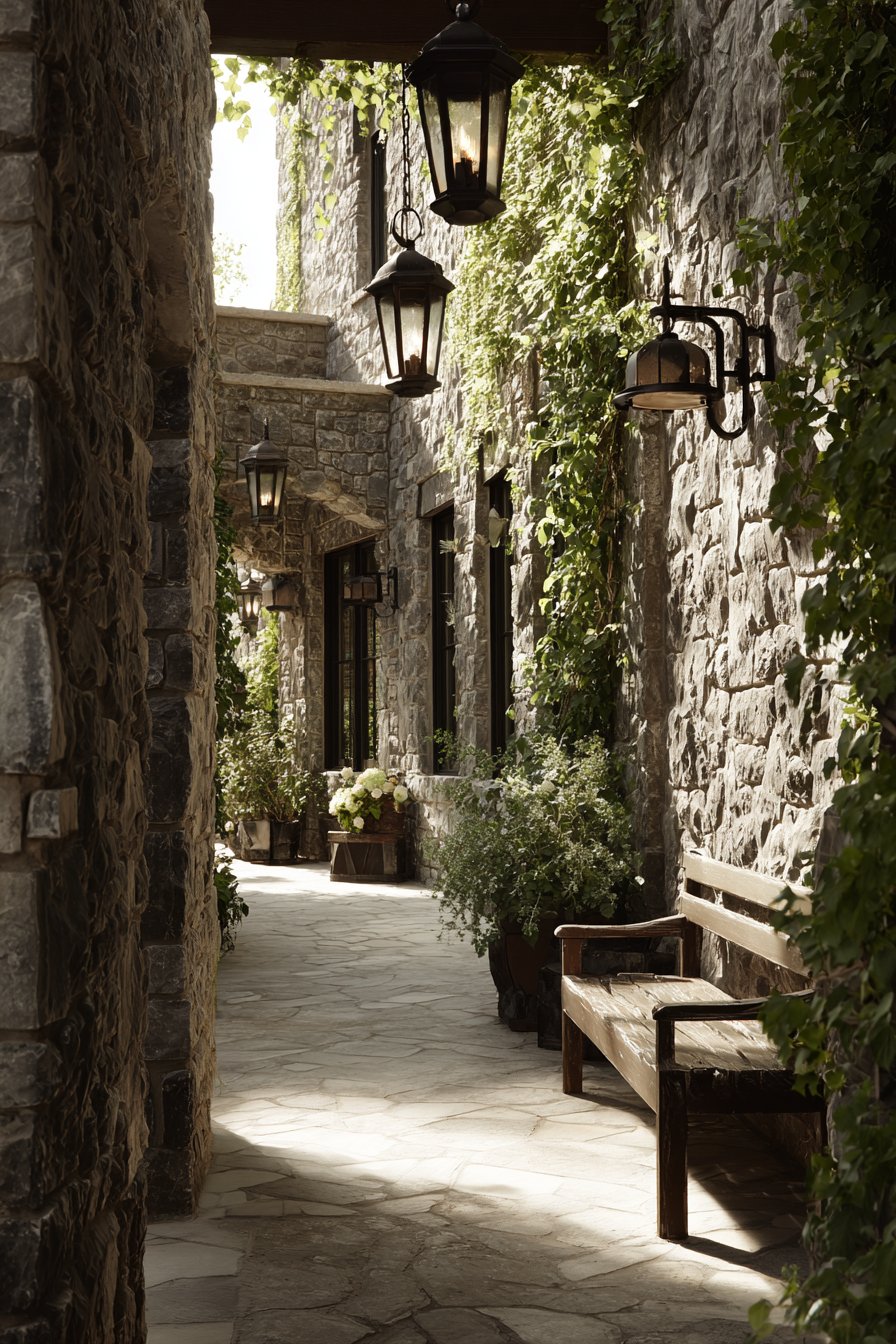 Romantic Garden Passage with Natural Stone