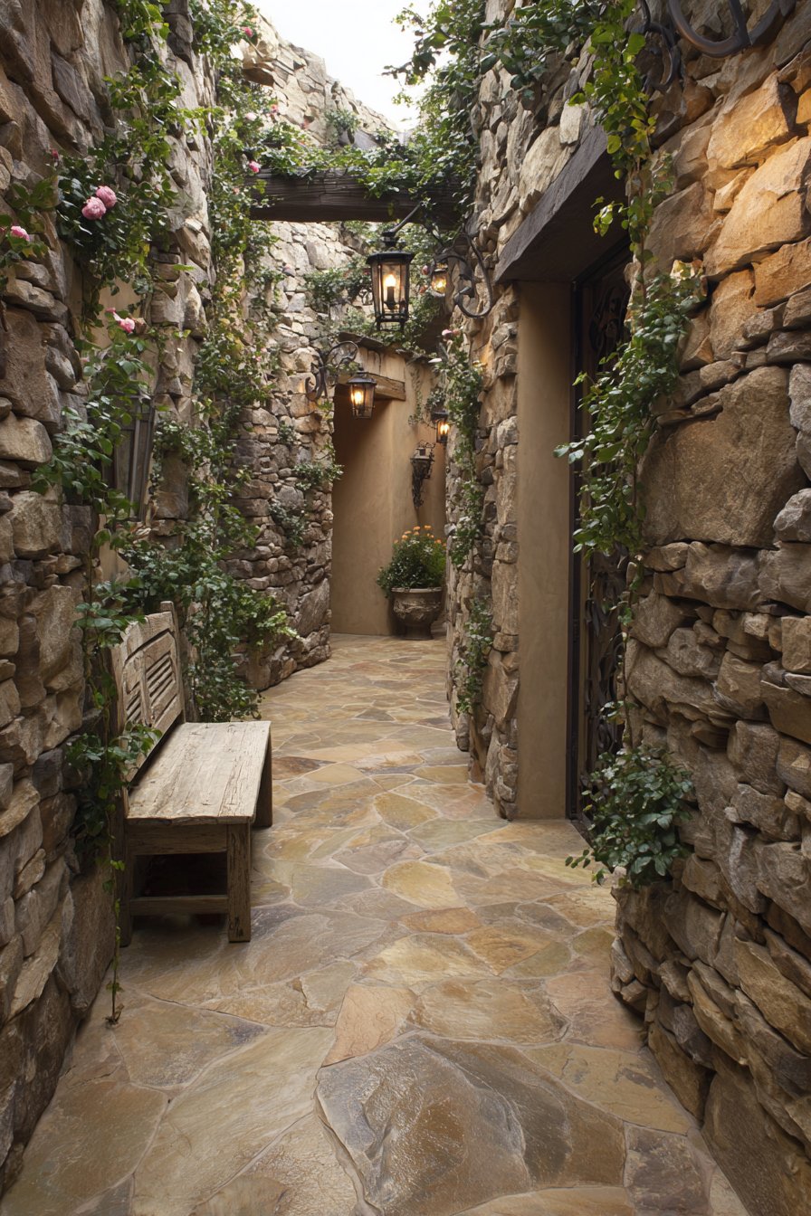 Romantic Garden Passage with Natural Stone