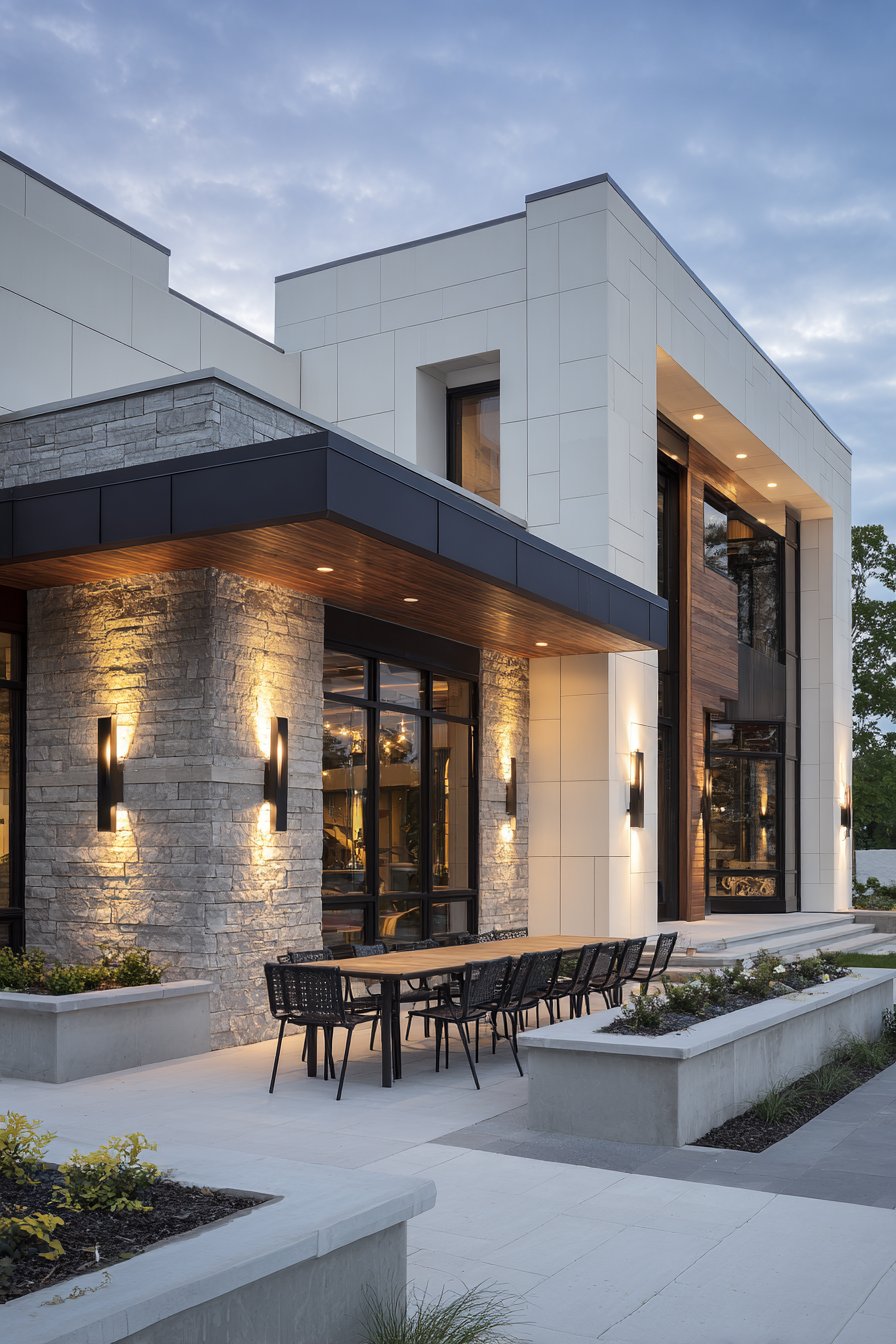 Geometric Modern Mixed Material Composition