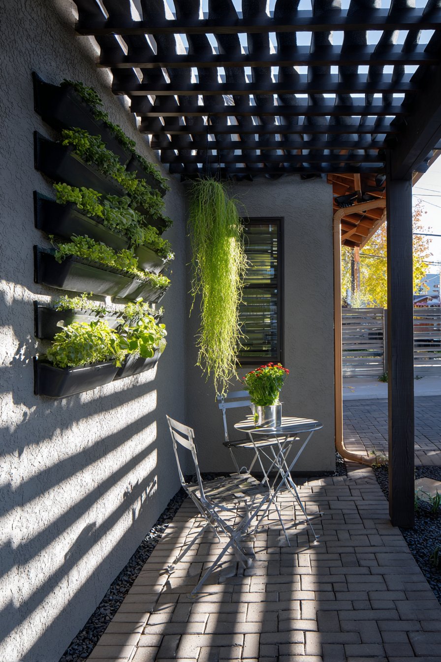 Space-Efficient Small Patio Wall-Mounted Pergola