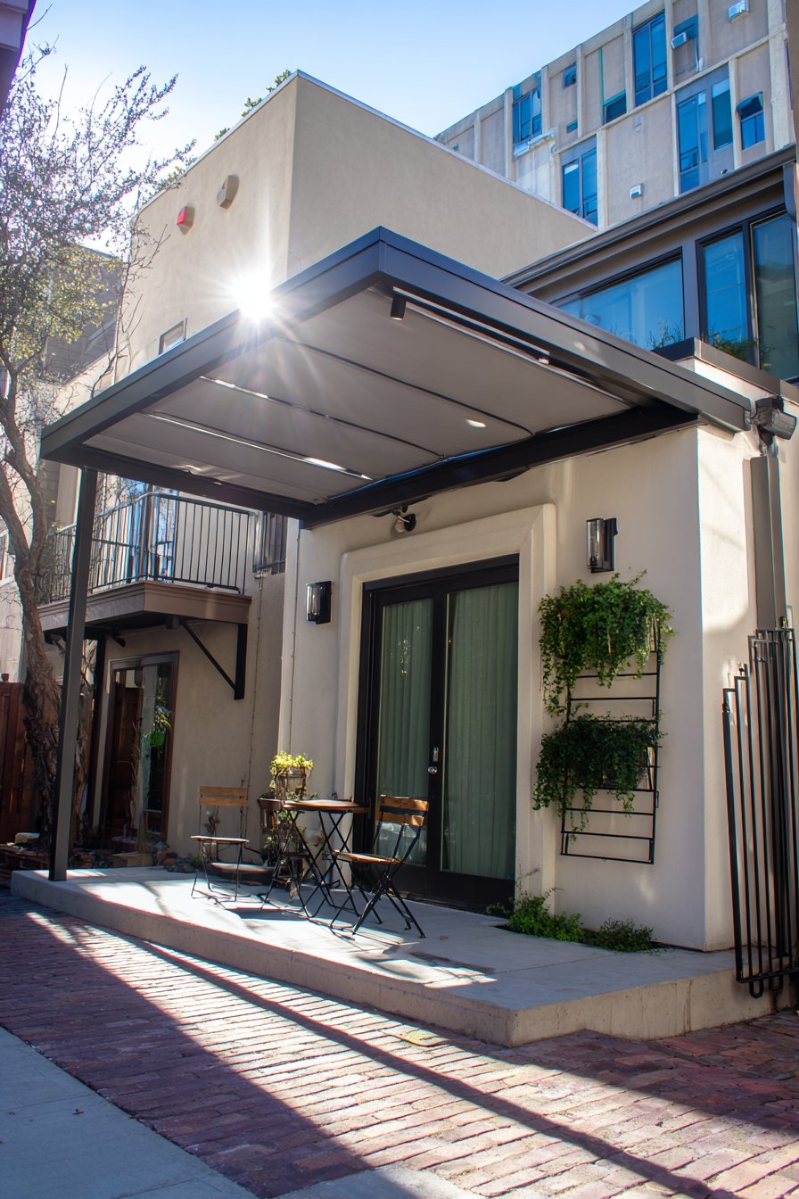 Space-Efficient Small Patio Wall-Mounted Pergola