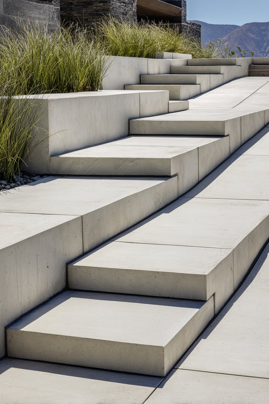 Contemporary Concrete with Integrated Planters