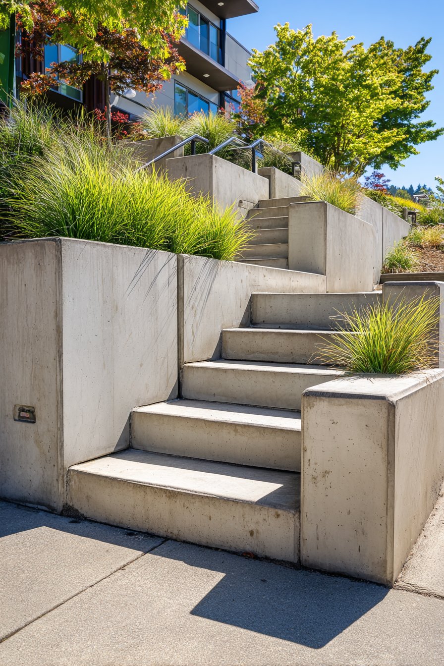 Contemporary Concrete with Integrated Planters